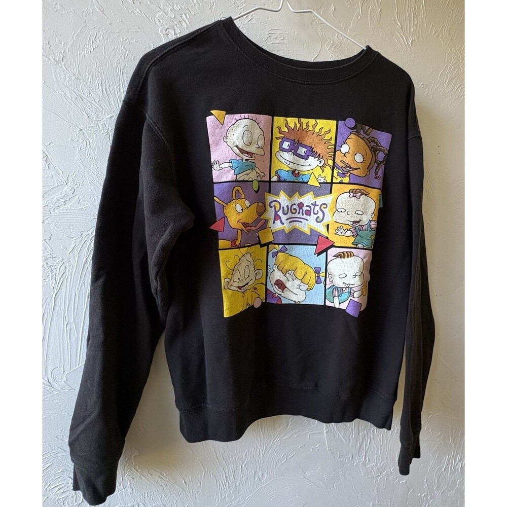 Nickelodeon Rugrats Men's M Black Graphic Crewneck Fleece Sweatshirt RN#117508